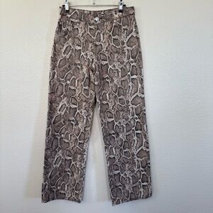 H&M Brown Snake Print Wide Leg Jeans